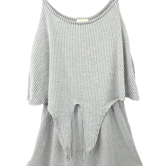 Caution To The Wind Striped Romper M Tie Front Shorts Tank Sleeveless Boho Gray - Picture 12 of 16